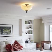 Tuscany™ Family Semi-Flush Alabaster Pendant Illuminates a Bedroom