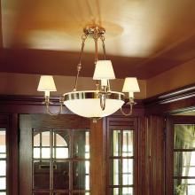 Three-Arm Alabaster Chandelier with Electric Candles Lights Foyer