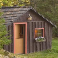 Rustic Sauna Exterior Lit with Cottage™ Lantern Exterior Wall Light