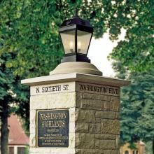 French Country™ Exterior Pier Light for Elegant Landscape Lighting in a Historic Neighborhood