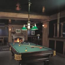 Billiard Lighting Basement in of Mission Style Home