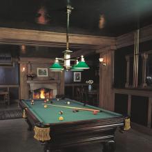 Billiard Lighting Basement in of Mission Style Home