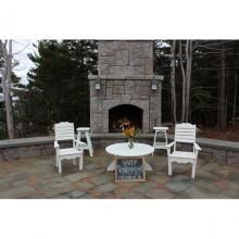 Stone Patio Fireplace with Exterior Mantel Lights