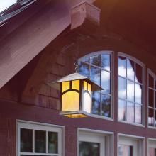 Pine Lake™ Exterior Pendant Light Suspended from Eave