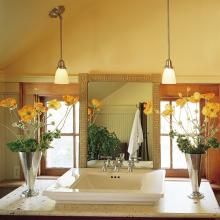 Creative Lighting Solution for Third Floor Bath with Angled Ceiling