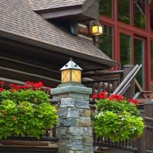 Stonehaven™ Lantern 14" Wide Exterior Pier Light in Foreground Lighting Rustic Deck.
