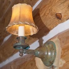 Shoreland™ One Light Sconce in Verdigris with Sheepskin Shade for Rustic Interior Lighting