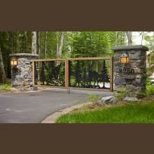Front Entry Gate with Stonehaven™ Lantern 14" Wide Scrolled Hook Exterior Wall Lights
